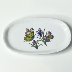 Royal Norfolk SOAP DISH 5.5" Trinket Ring Jewelry Dresser Tray Purple Butterfly